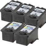 Canon PG-210XL Black &amp; CL-211XL Color 5-pack High Yield Ink Cartridges