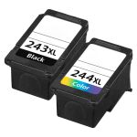High Yield Canon Printer Ink 244 and 243 XL Cartridges 2-Pack: 1 PG-243XL Black, CL-244XL Tri-color