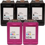 HP 60XL High Yield Black &amp; Color 5-pack Ink Cartridges