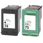 HP 74 and 75 Ink Cartridges Combo 2: 1 x 74 Black, 1 x 75 Tri-Color