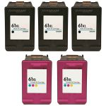 HP 61XL High Yield Black &amp; Color 5-pack Ink Cartridges