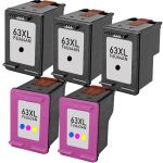 HP 63XL High Yield Black &amp; Color 5-pack Ink Cartridges