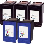 HP 21 Black &amp; HP 22 Color 5-pack Ink Cartridges