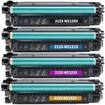 High Yield HP W2120X W2121X W2122X W2123X Toner Combo Pack of 4: 1 Black, 1 Cyan, 1 Magenta and 1 Yellow