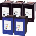 HP 21 Black &amp; HP 22 Color 5-pack Ink Cartridges