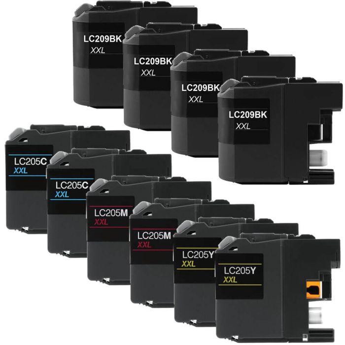 Brother LC209 & LC205 Black & Color 10-pack XXL Ink Cartridges