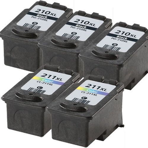 Canon PG-210XL Black & CL-211XL Color 5-pack High Yield Ink Cartridges