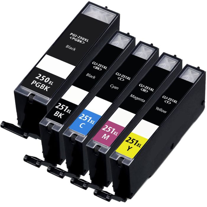 Canon PGI-250XL & CLI-251XL Black & Color 5-pack HY Ink Cartridges