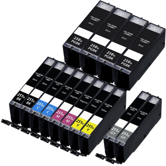 Canon PGI-250XL & CLI-251XL Black & Color 14-pack HY Ink Cartridges