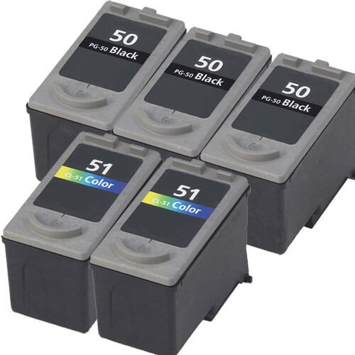 Canon PG-50 Black & CL-51 Color 5-pack High Yield Ink Cartridges