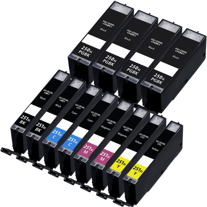 Canon PGI-250XL & CLI-251XL Black & Color 12-pack HY Ink Cartridges