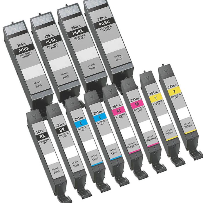 Canon PGI-280XXL & CLI-281XXL Black & Color 12-pack SHY Ink Cartridges