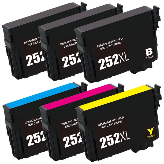 Epson 252XL T252XL Black & Color 6-pack HY Ink Cartridges