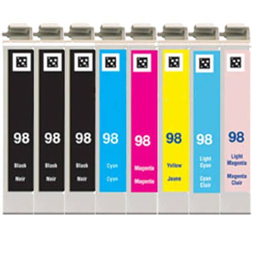 Epson 98 99 T098 T099 Black &amp; Color 8-pack HY Ink Cartridges
