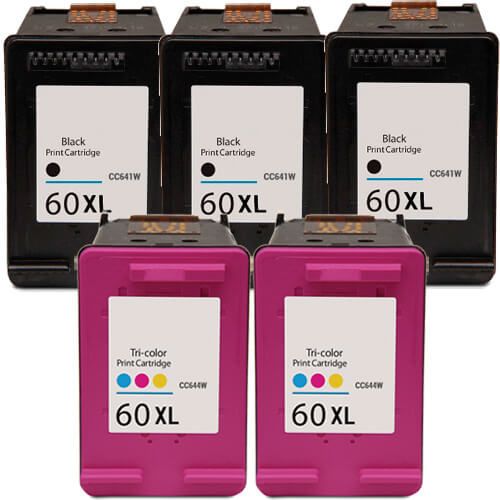 HP 60XL High Yield Black & Color 5-pack Ink Cartridges