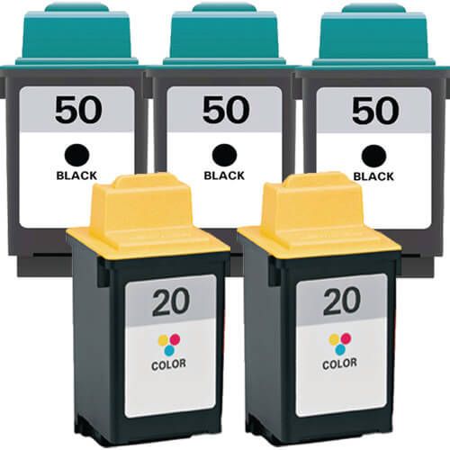 Lexmark #50 Black & #20 Color 5-pack Ink Cartridges