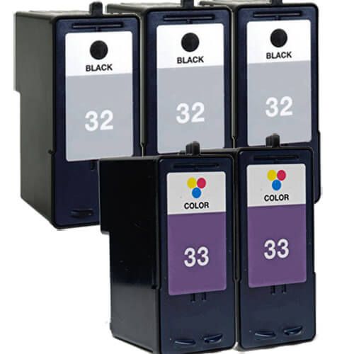 Lexmark #32 Black & #33 Color 5-pack Ink Cartridges