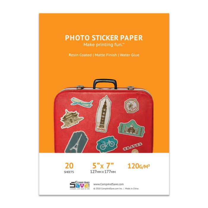 Premium 5x7 Matte Inkjet Photo Sticker Paper - 20 sheets