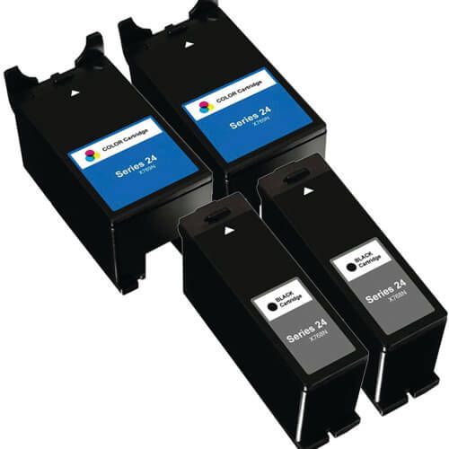 Dell (Series 24) T109N Black & T110N Color 4-pack Ink Cartridges