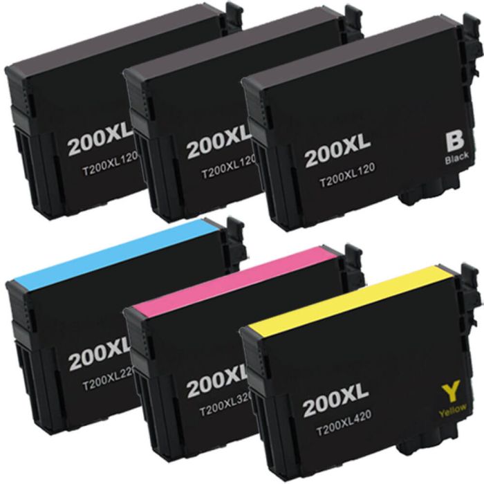 Epson 200XL T200XL Black & Color 6-pack HY Ink Cartridges