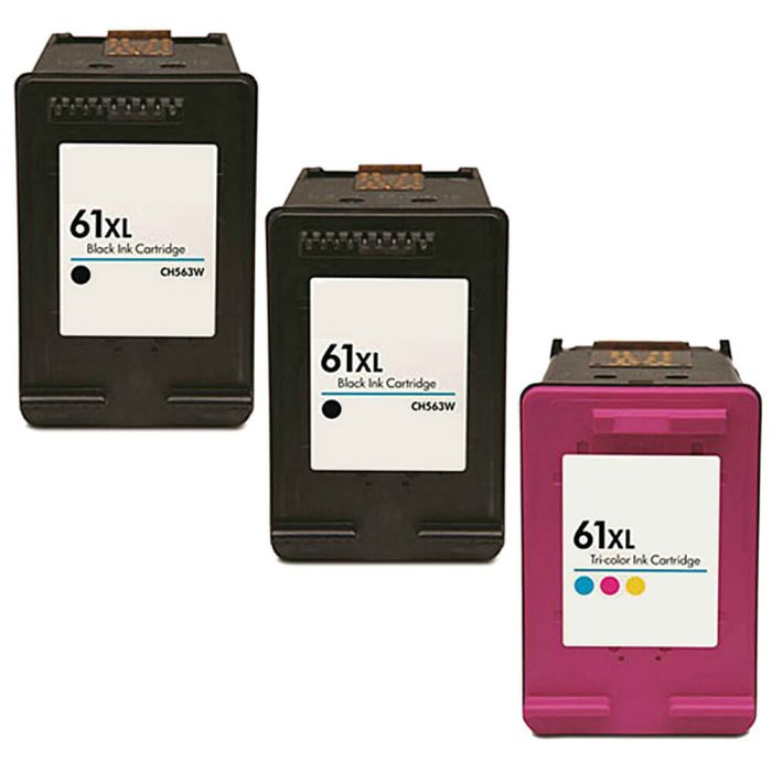 HP 61XL High Yield Black & Color 3-pack Ink Cartridges