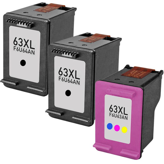 HP 63XL High Yield Black & Color 3-pack Ink Cartridges