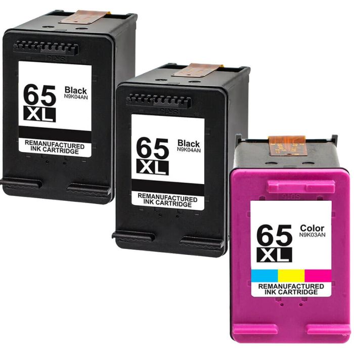 HP 65XL High Yield Black & Color 3-pack Ink Cartridges