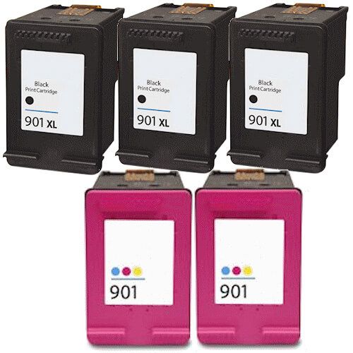 HP 901XL High Yield Black & Color 5-pack Ink Cartridges
