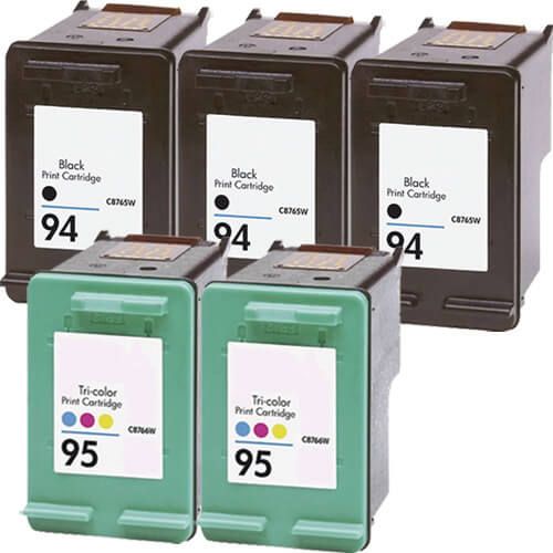 HP 94 Black & HP 95 Color 5-pack Ink Cartridges