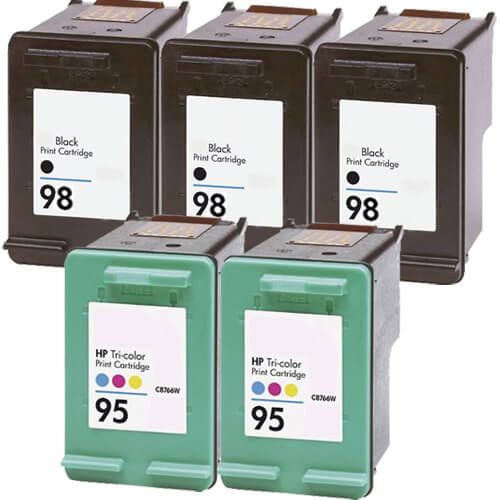HP 98 Black & HP 95 Color 5-pack Ink Cartridges