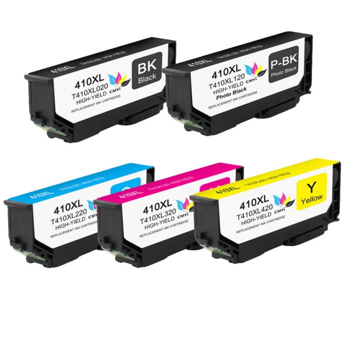 Epson 410XL T410XL Black & Color 5-pack HY Ink Cartridges