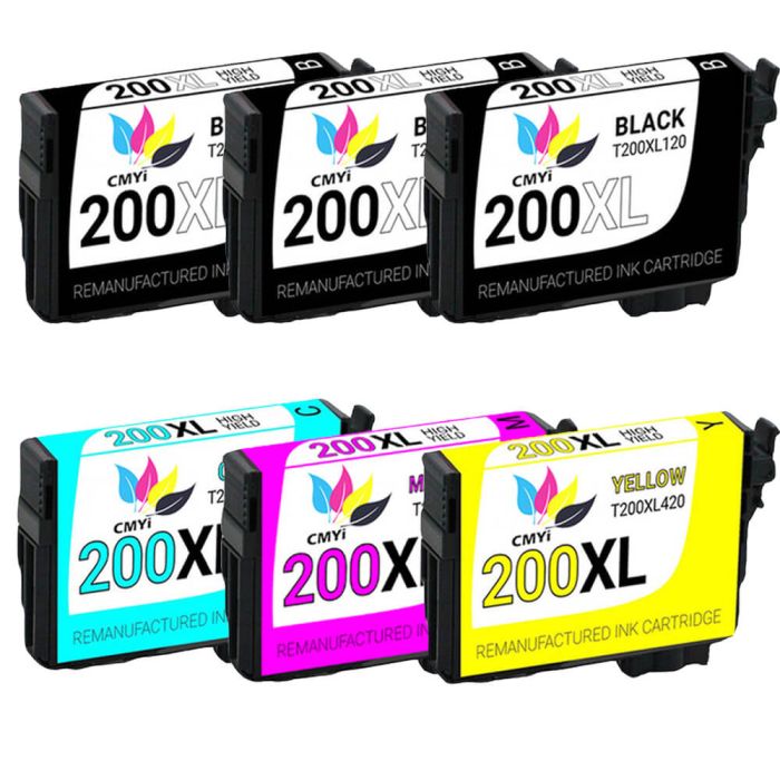 Epson 200XL T200XL Black & Color 6-pack HY Ink Cartridges