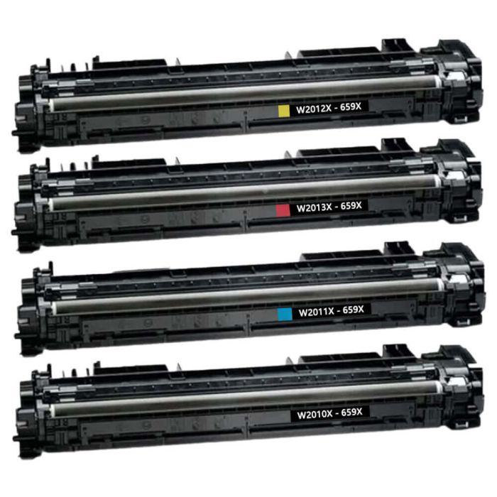 High Yield HP 659X Toner Cartridges Set Combo Pack of 4: 1 Black, 1 Cyan, 1 Magenta, 1 Yellow