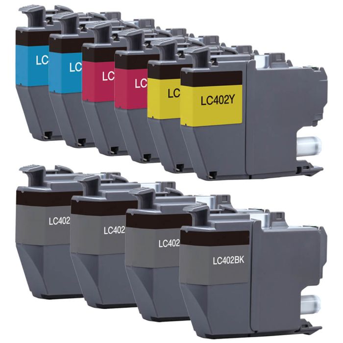 Compatible Brother LC-402 Ink Cartridges Combo Pack of 10: 4 Black, 2 Cyan, 2 Magenta, 2 Yellow