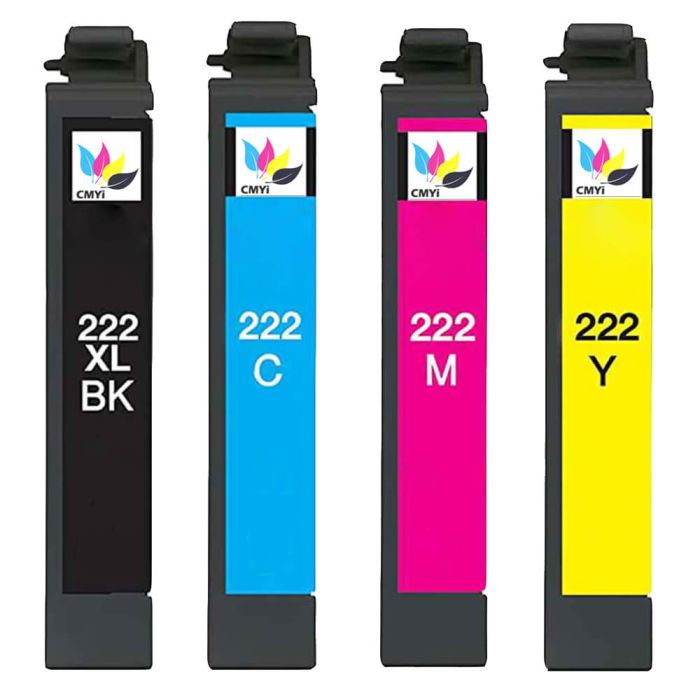 Epson 222XL Ink Cartridges Combo Pack of 4: 1 Black XL, 1 Standard Cyan, Magenta, Yellow