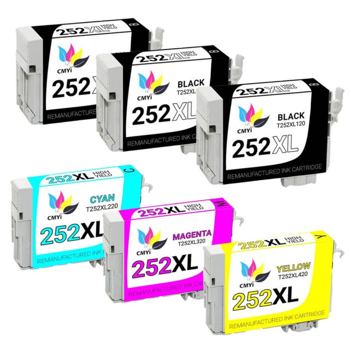 Epson 252XL T252XL Black & Color 6-pack HY Ink Cartridges