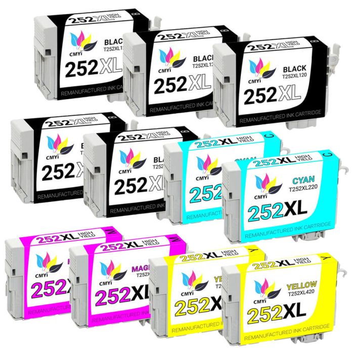 Epson 252XL T252XL Black & Color 11-pack HY Ink Cartridges
