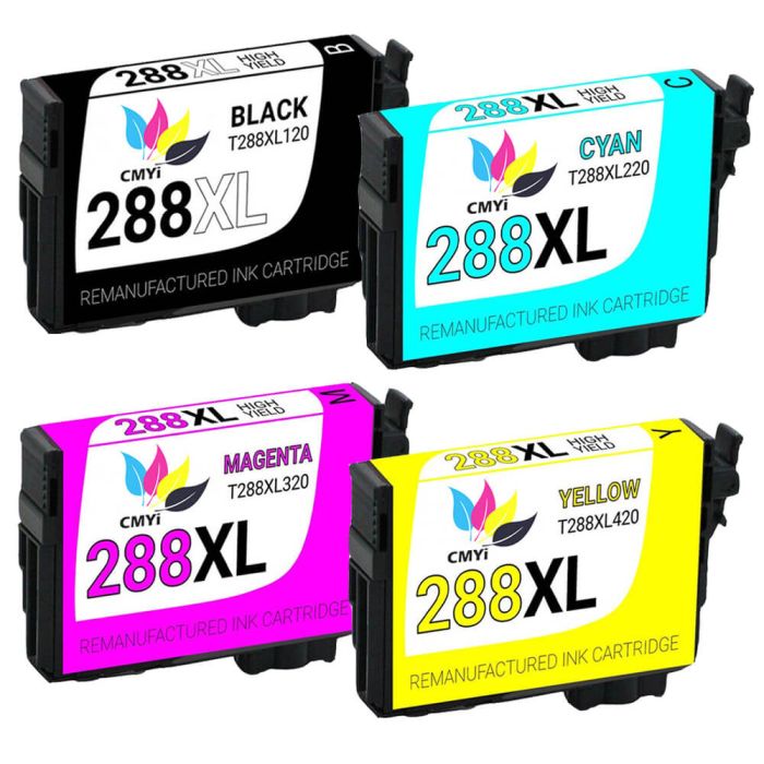 Epson 288XL T288XL Black & Color 4-pack HY Ink Cartridges