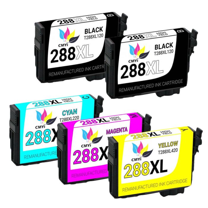 Epson 288XL T288XL Black & Color 5-pack HY Ink Cartridges