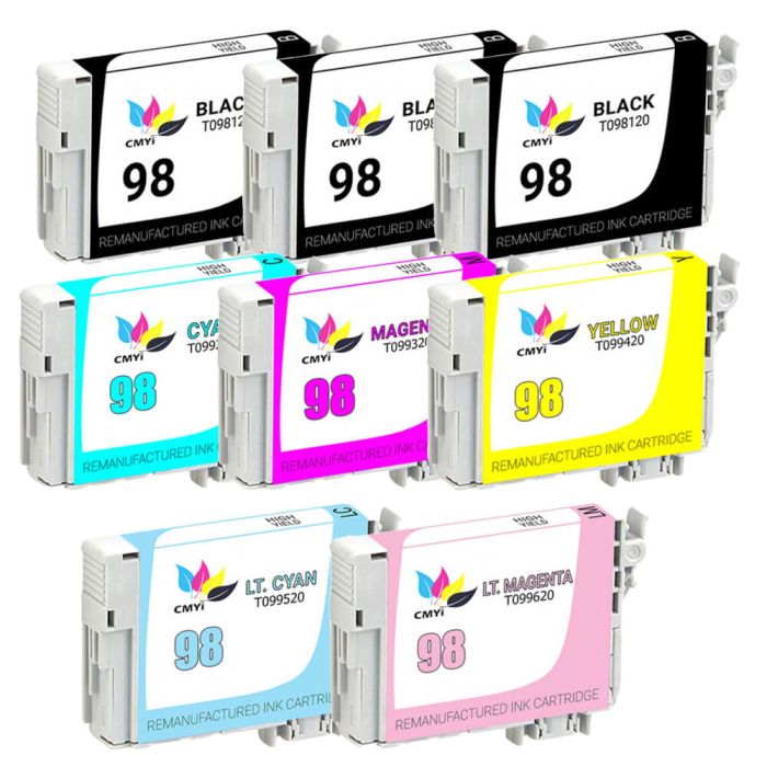 Epson 98 99 T098 T099 Black & Color 8-pack HY Ink Cartridges