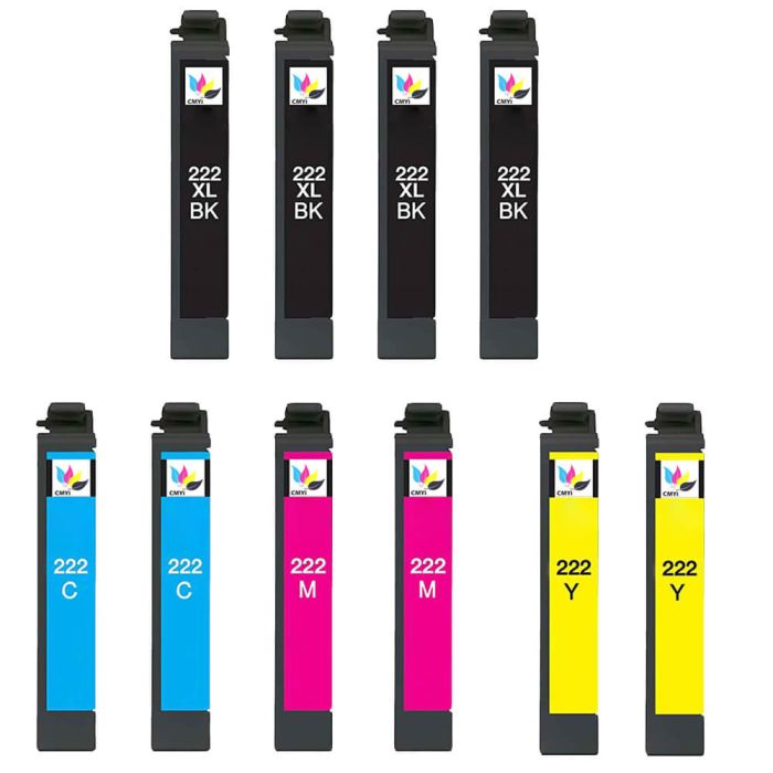 Epson T222XL Ink Cartridges Combo Pack of 10: 4 Black XL, 2 Standard Cyan, Magenta, Yellow
