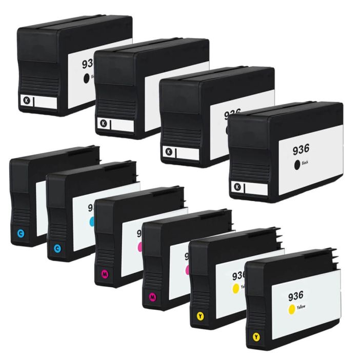 HP 936 Printer Ink Cartridges Combo Pack of 10: 4 Black, 2 Cyan, 2 Magenta, 2 Yellow