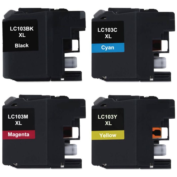Brother LC103 XL Black & Color 4-pack High Yield Ink Cartridges