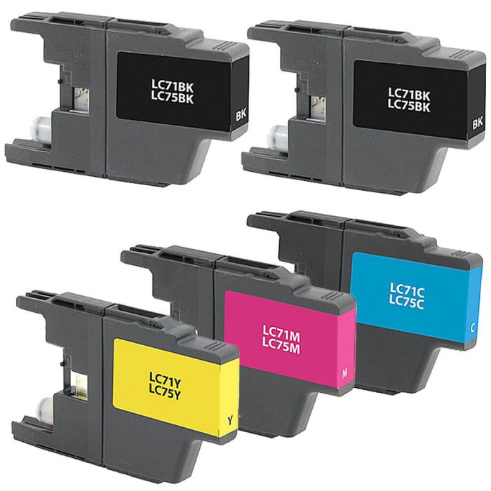 Brother LC75 Black & Color 5-pack High Yield Ink Cartridges