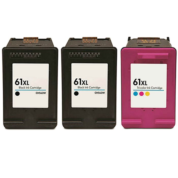 HP 61XL High Yield Black & Color 3-pack Ink Cartridges