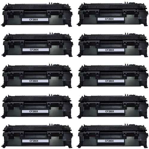 HP 80X (CF280X) 10-pack High Yield Black Toner Cartridges