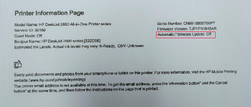 Printer Information Page