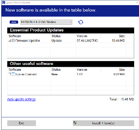 Epson software update